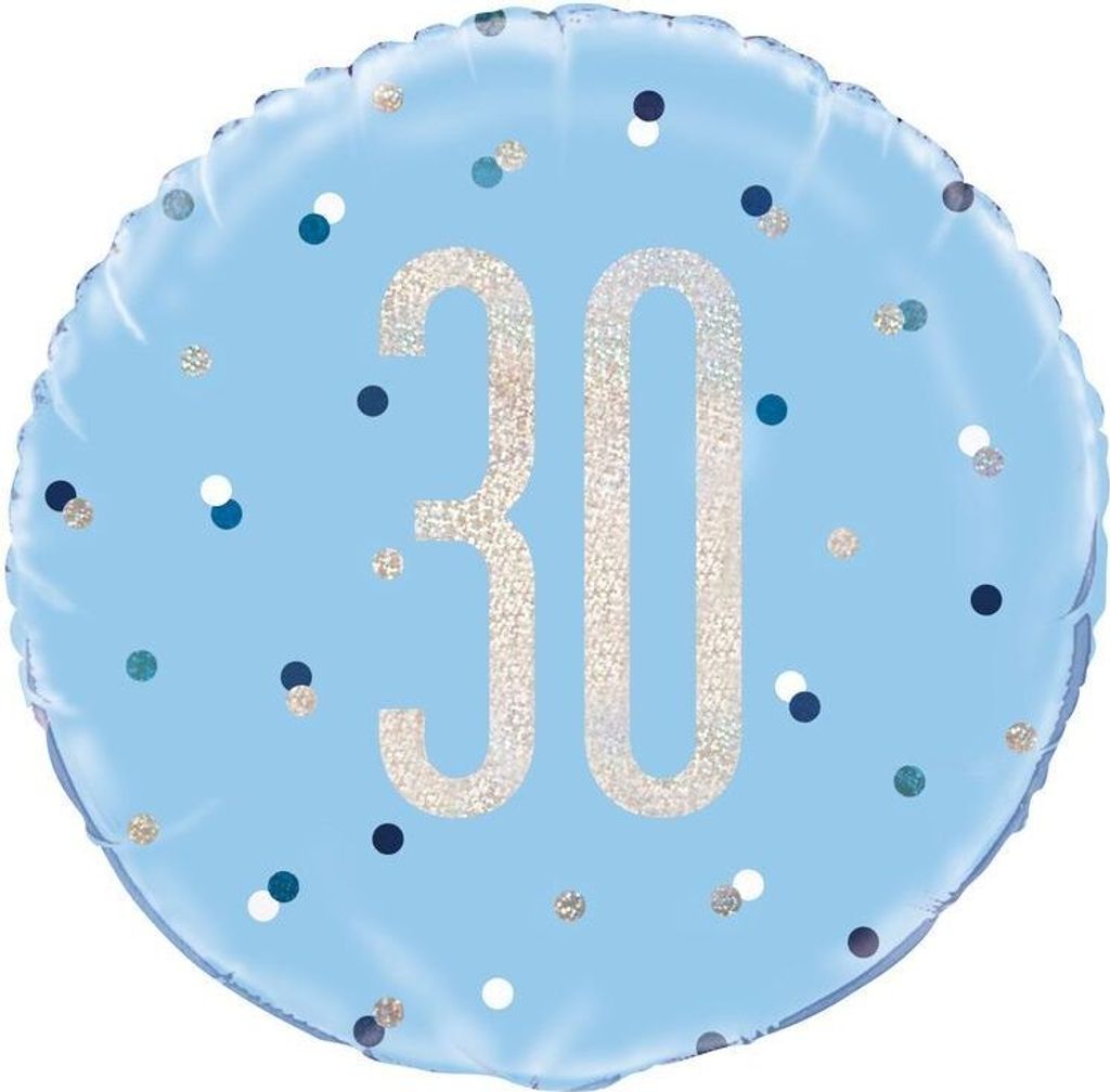 Folienballon blau & silber Zahl 30 Produktbild 