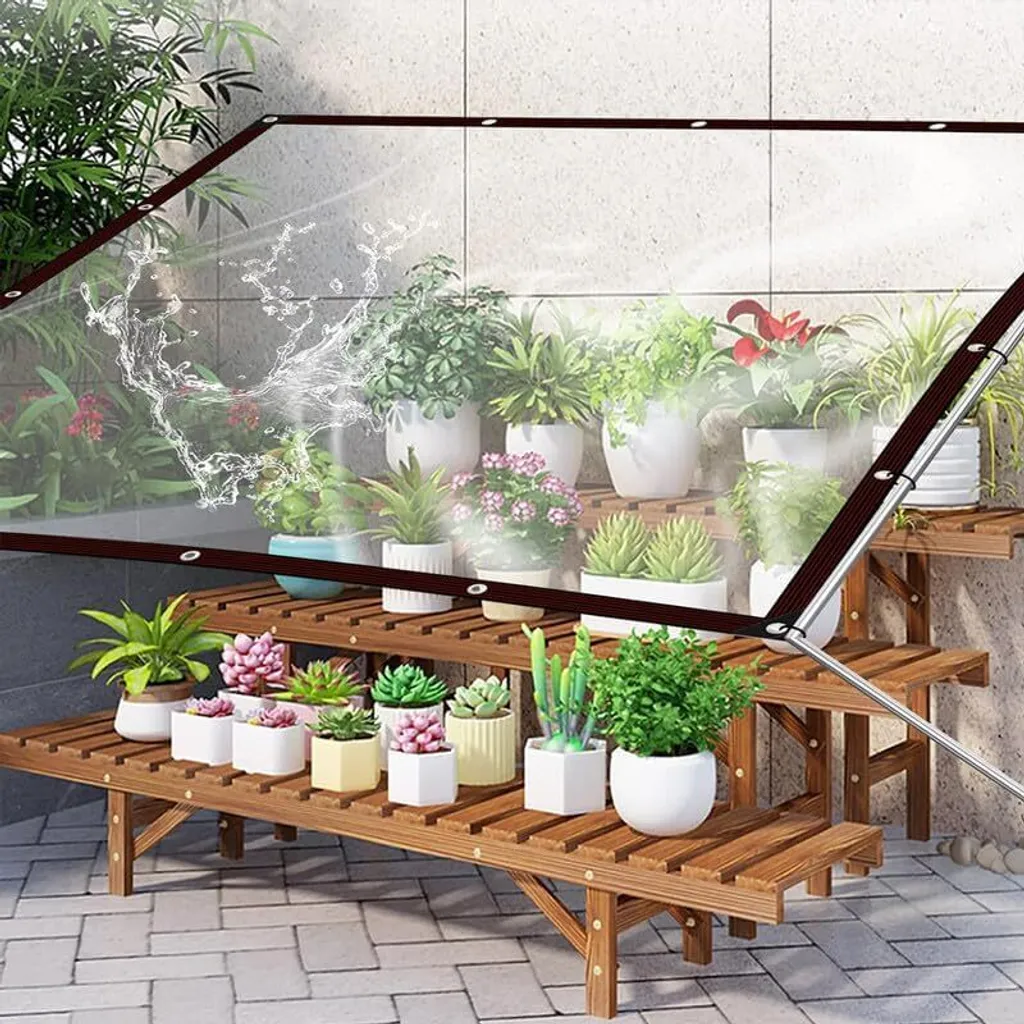 Bâche transparente étanche avec œillets 2mx4m pour jardin et balcon - 4