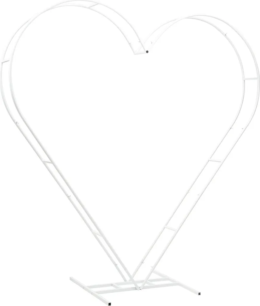 Support de ballon cœur blanc en métal pour décoration de fête et mariage
