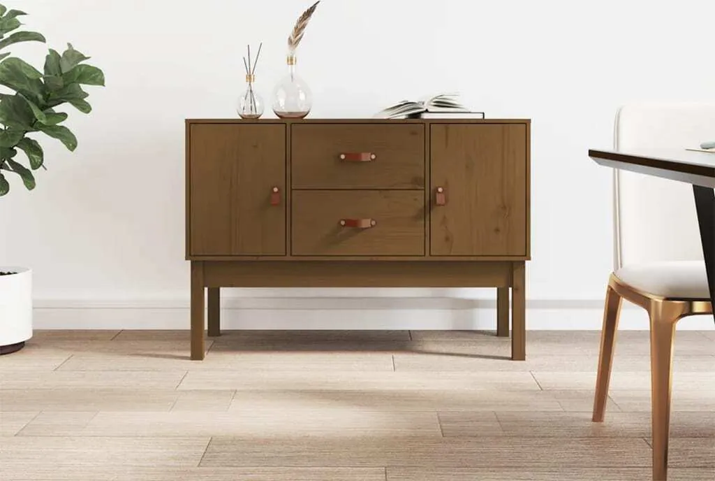 Credenza marrone miele 110x40x78 cm in legno di pino massiccio