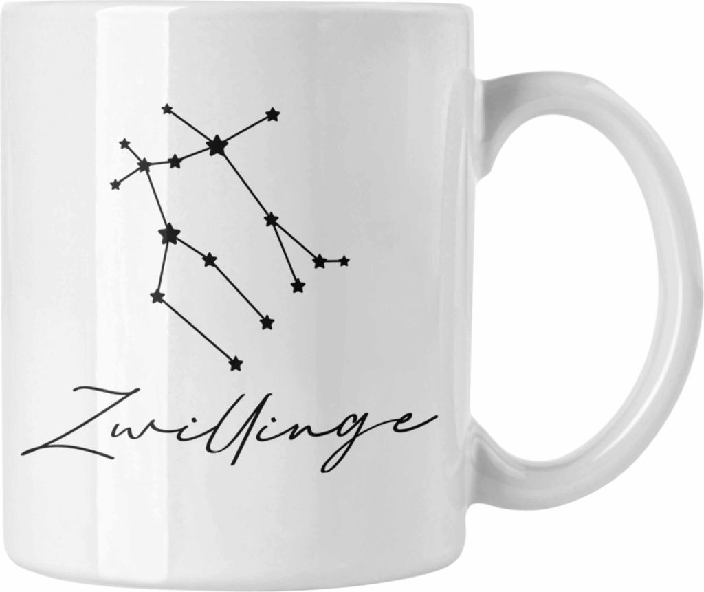 Trendation - Zwilling Sternzeichen Tasse Geschenk Horoskop Tierkreiszeichen (Weiß)