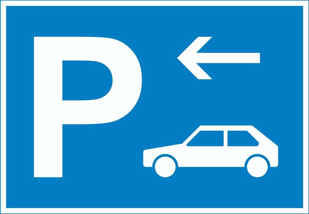 Auto PKW Parkplatz Schild mit Richtungspfeil links waagerecht A2 (420x594mm)