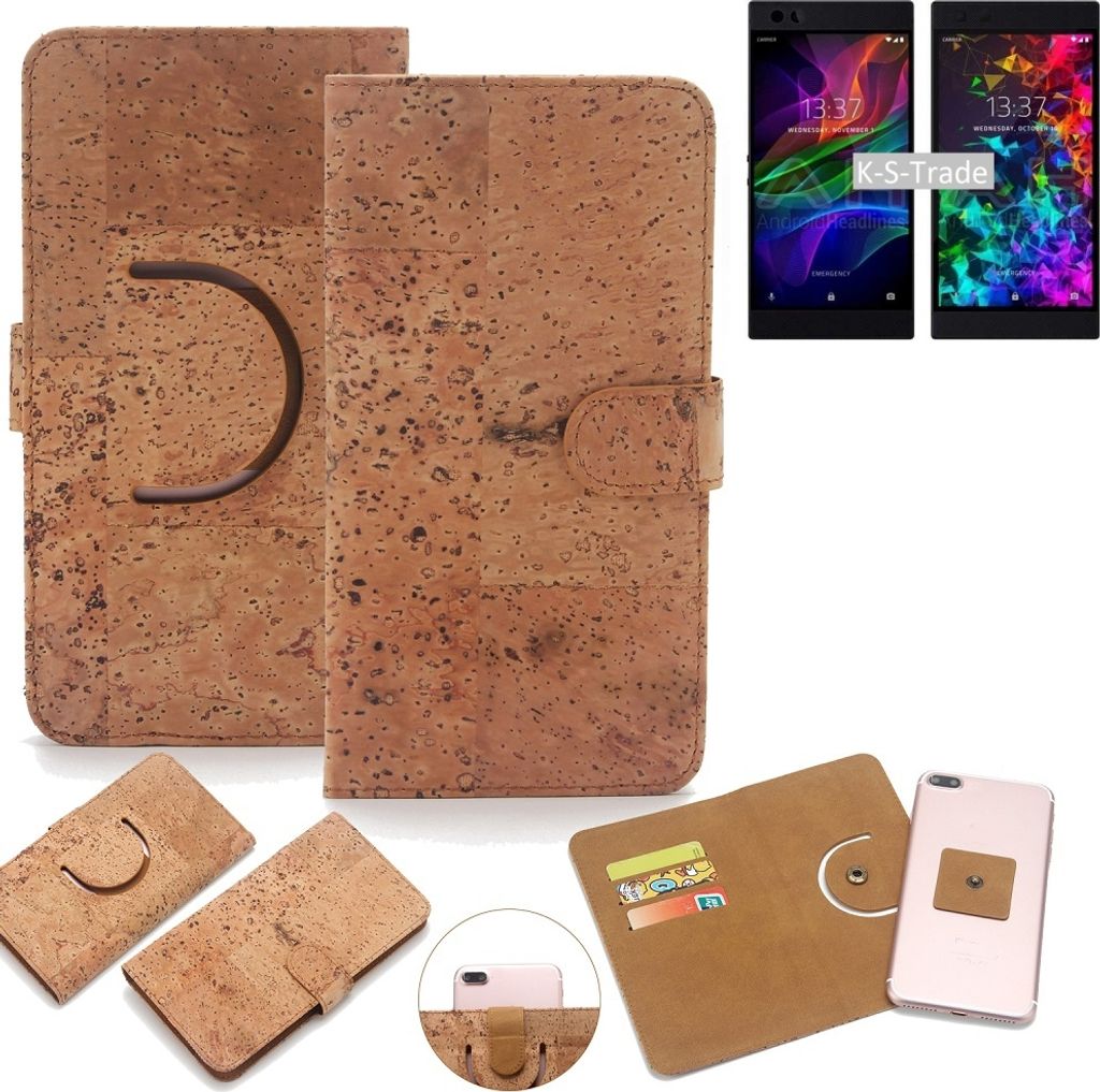 K-S-Trade Handy Hülle Schutz Hülle kompatibel mit Razer Phone 2 Handyhülle Schutzhülle Korkhülle Kork-Hülle 1x