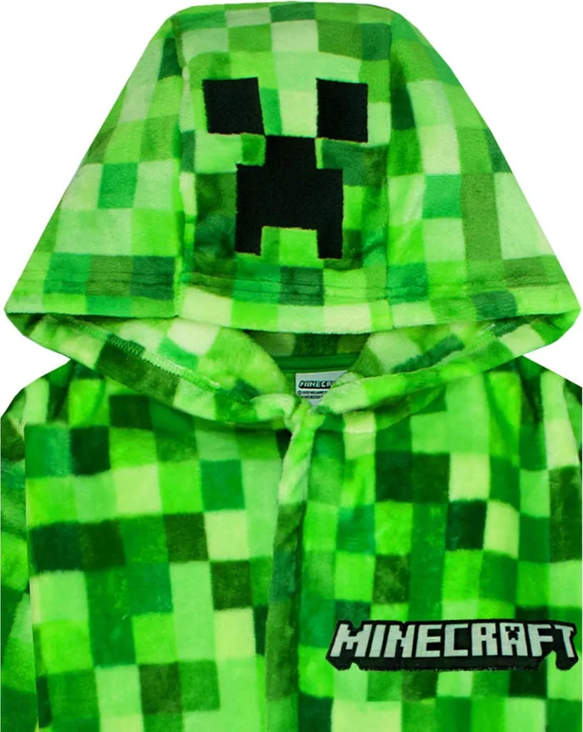 Robe de Chambre Minecraft pour Enfant Vert Pixel - Sortie de Bain 128 - 4