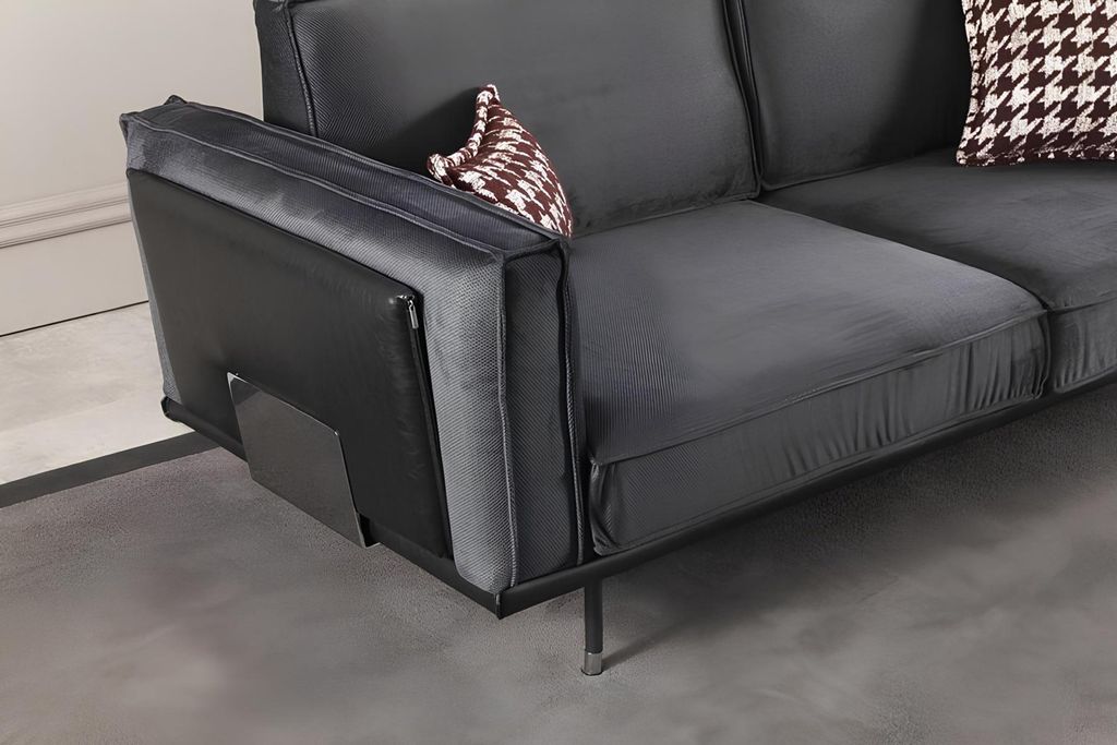 Italienische Stil Möbel Sofagarnitur Graue Couch Sofa Sitzpolster Loft 3tlg.
