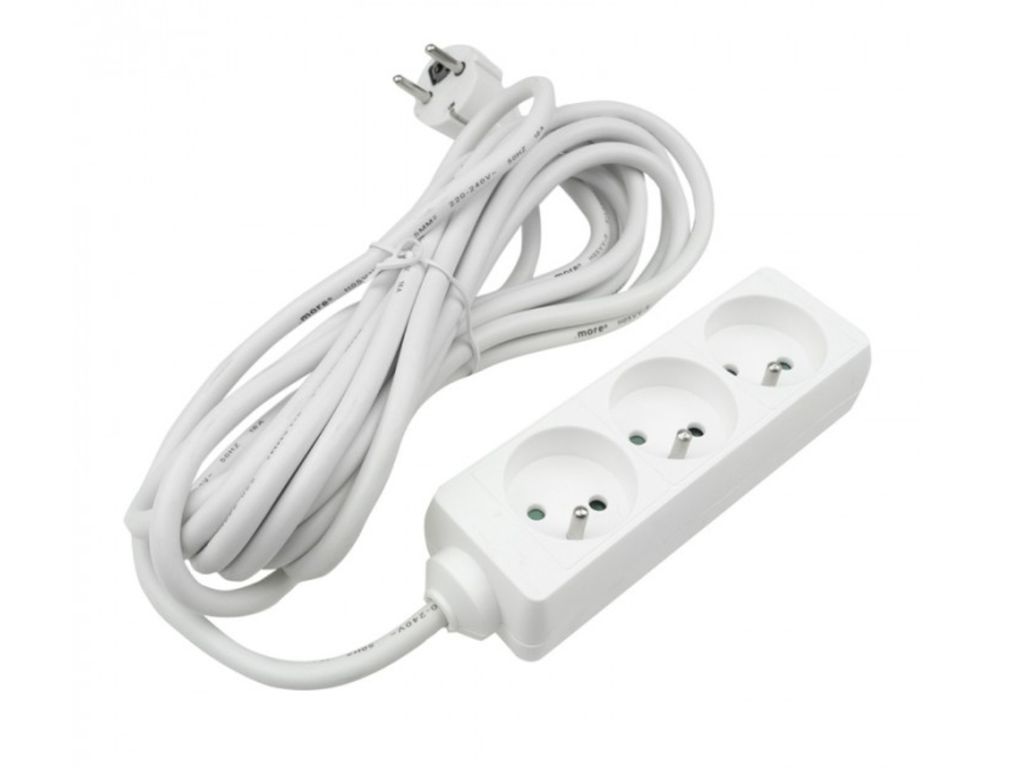 Extensión múltiple con tres enchufes, cable de 5 metros, Imagen del producto 
