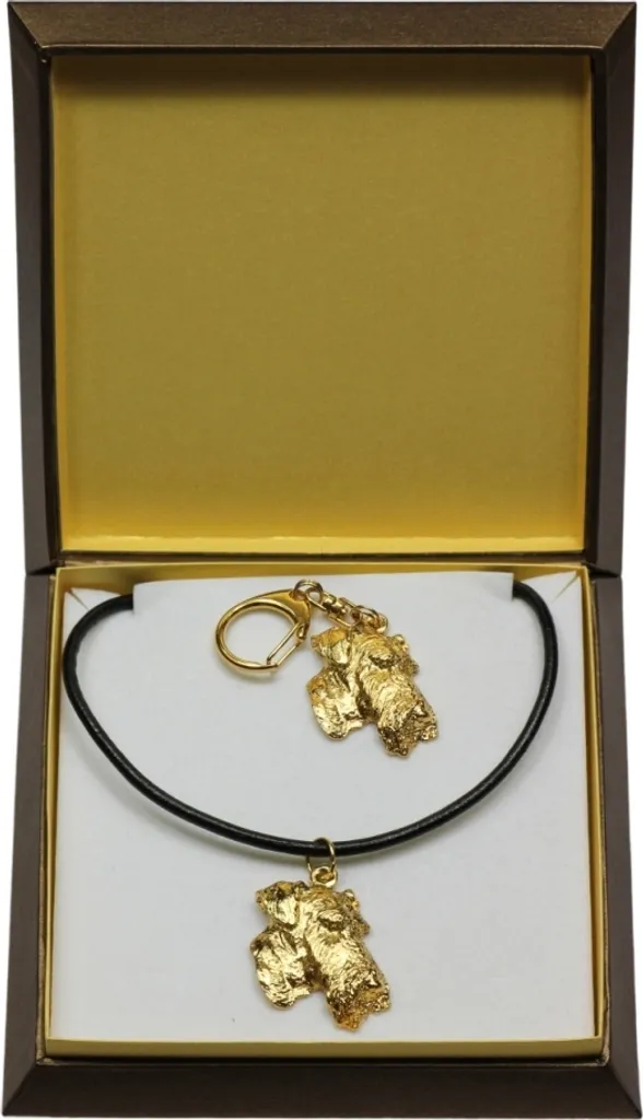Cadeau pour Propriétaire Airedale Terrier : Set Collier et Porte-clés