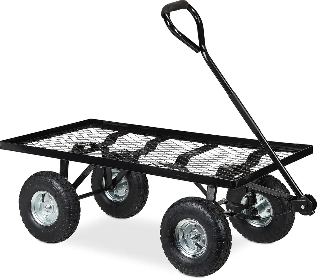 Grand chariot à main avec pneus gonflables pour jardin et chantier