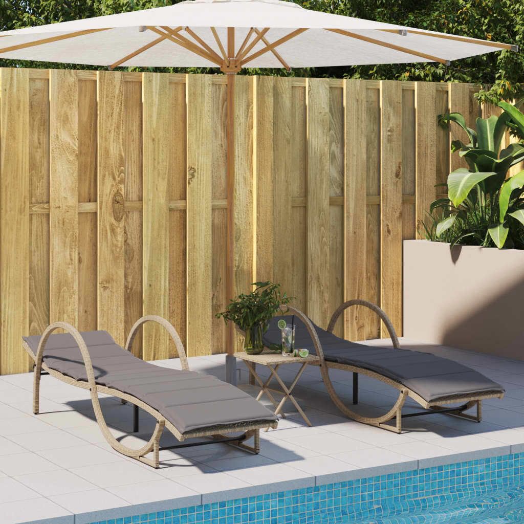 "im Angebot" Sonnenliegen 2 Stk. - möbel für den Garten - mit Auflagen Beige Poly Rattan - Gartenliegen CC10788