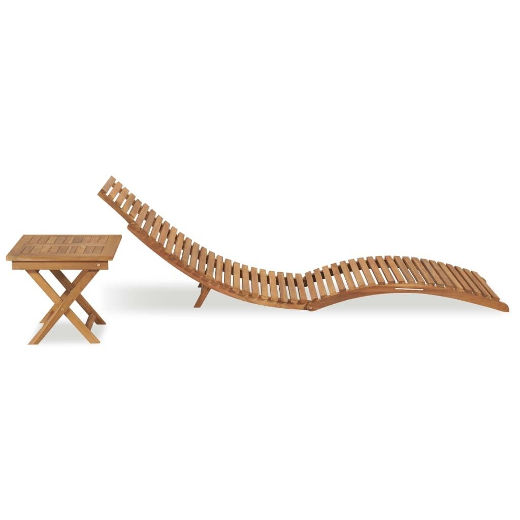 "2026 Aktion"Liegestuhl HOMMIE - Gartenliege - lappbare Sonnenliege - mit Tisch Massivholz Teak - 175x50x55 cm DEMöbel 4893050