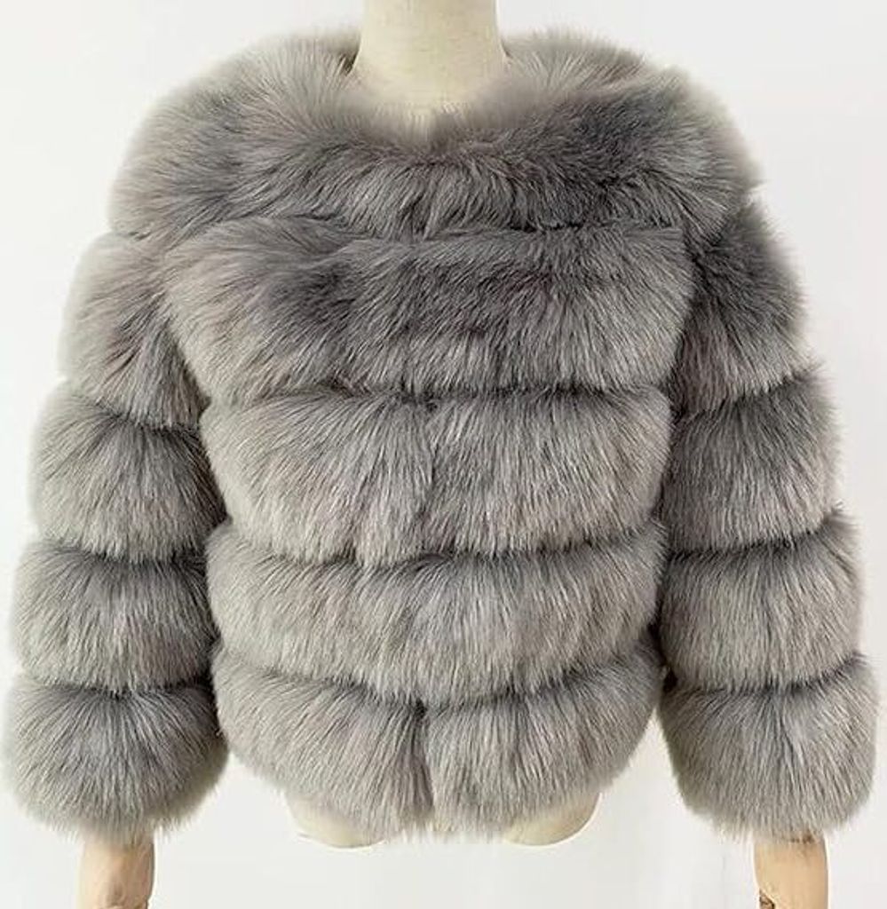 Damen Kunstpelz Mantel Kurzer Faux Pelz Winterjacke