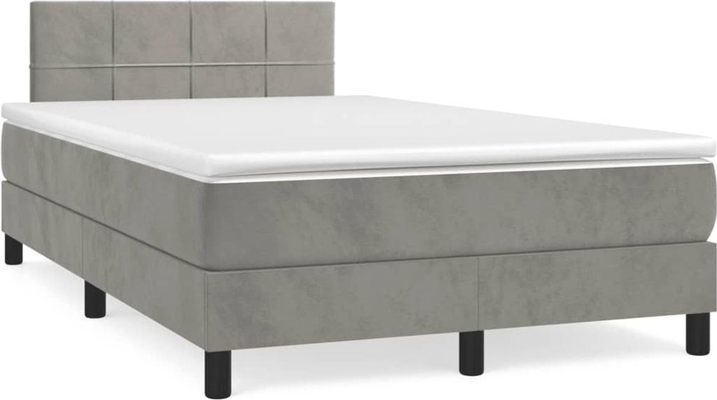 (Robust Möbel)Boxspringbett Modernes/Doppelbett - Polsterbett Erwachsene/r /Kind - mit Matratze Hellgrau 120x190cm Samt - Klassische Betten DE...