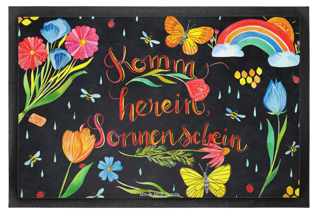 Mr. & Mrs. Panda fußmatte Komm herein Sonnenschein 40 x 60 cm - Schwarz - Geschenk, Spruch Positiv, Nacht, Fußabstreifer, Weisheit, Motivation, S...