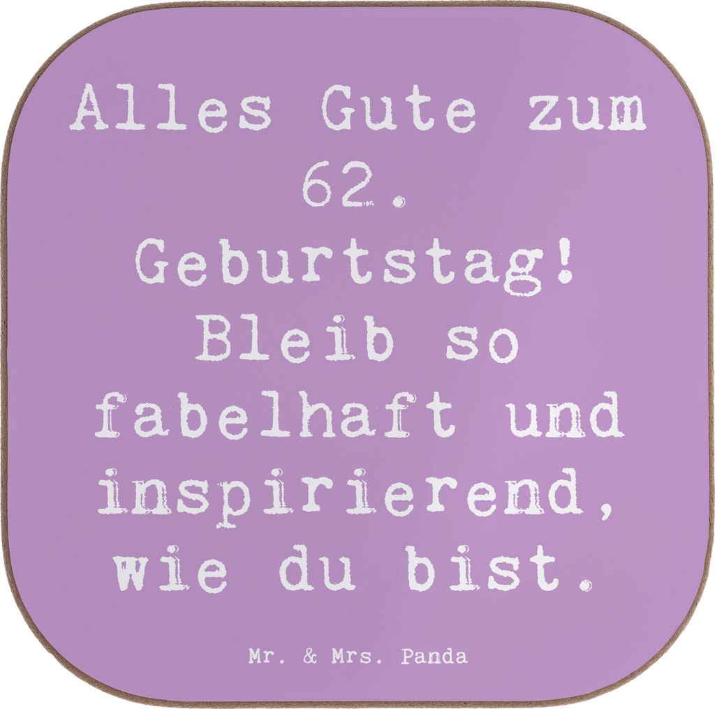 Mr. & Mrs. Panda Untersetzer Tee Spruch 62. Geburtstag Freude - Lavendeltraum - Geschenk, Design, inspirierende Worte, 62 Jahre, Geburtstagskarten,...