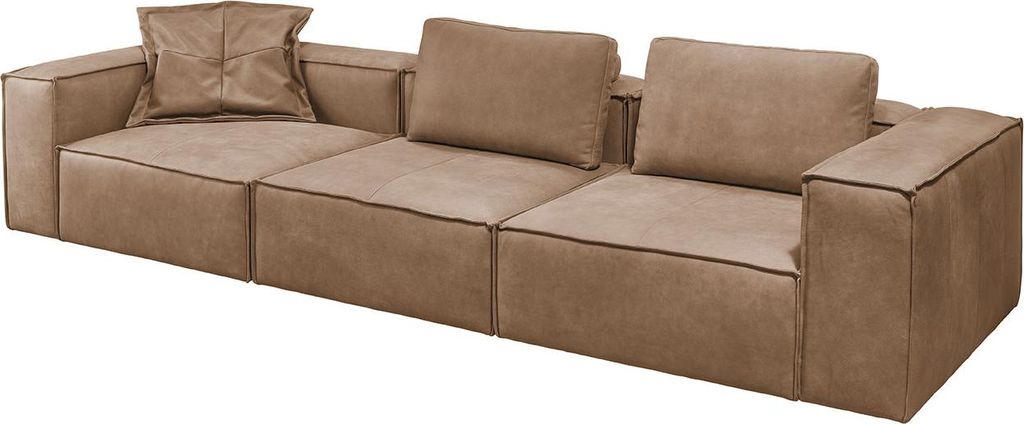 KAWOLA Sofa CARMO 4-Sitzer Leder taupe