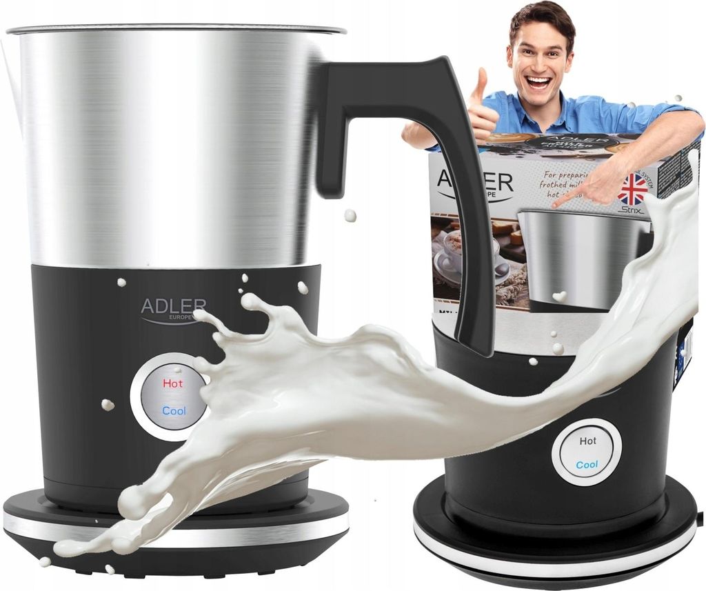 Elektrischer Milchaufschäumer & Wärmer 2in1 1000W - Adler AD4497 Schwarz