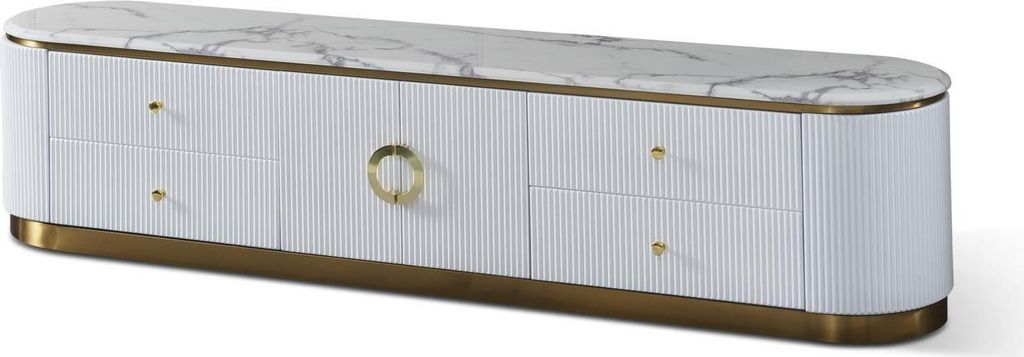 Designer Kommode Anrichte Side Low Board Schrank Wohn Zimmer Regal Metall Luxus