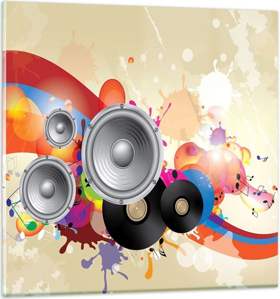 Bilder auf glas - Musik abstrakt Komposition Dekoration - 60x60cm - Glasbilder - Wandbilder - Kunstdruck - Wanddekoration aus Glas - Glas Bilder - ...