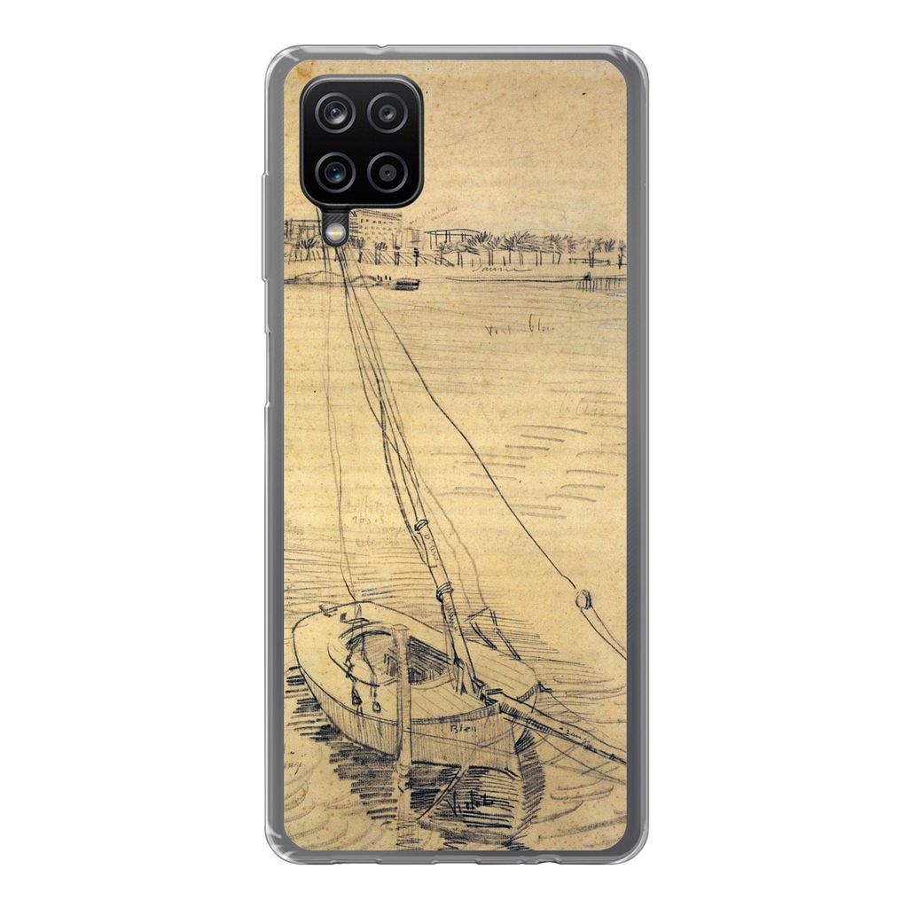 MuchoWow Handyhülle Schutzhülle Hülle für Samsung Galaxy A12 Segelboot auf der Seine bei Asnières - Vincent van Gogh Silikon Softcase Handy ...