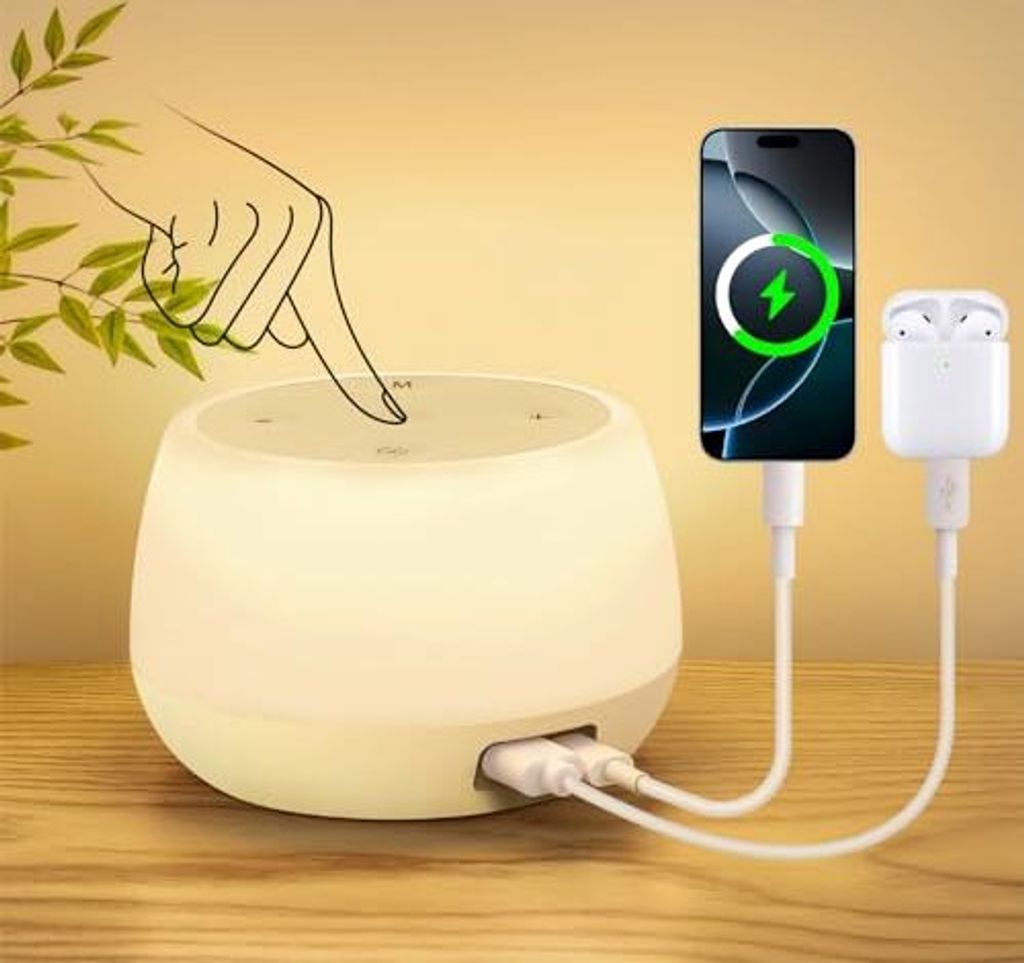 LED Nachttischlampe Touch Dimmbar mit Ladefunktion 20W, USB Kabellose Tischlampe Akku RGB Farben & 4 Modi, Kinder Nachtlicht 3 Timing für