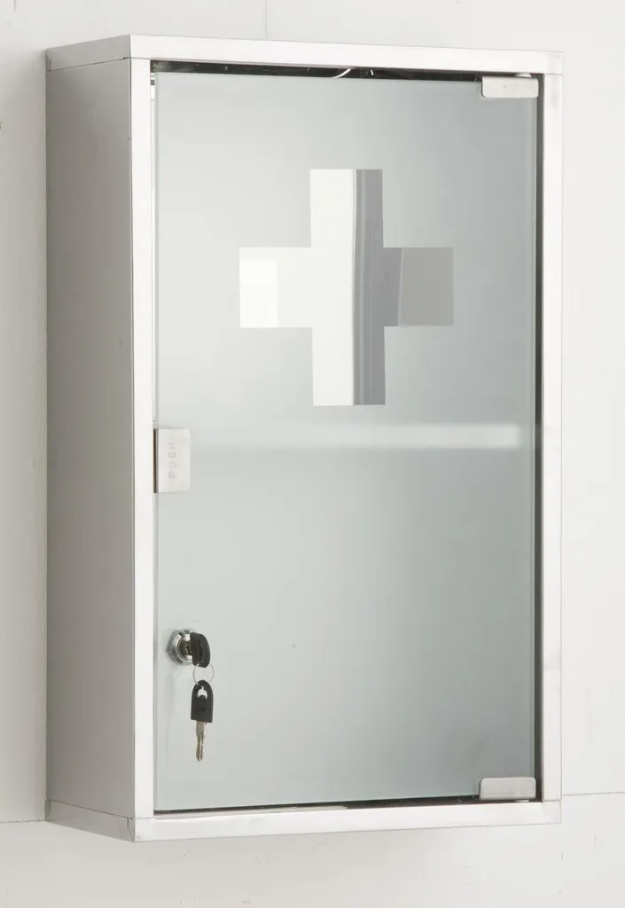 Armoire à pharmacie fine Genoa 30cm imitation métal robuste et design