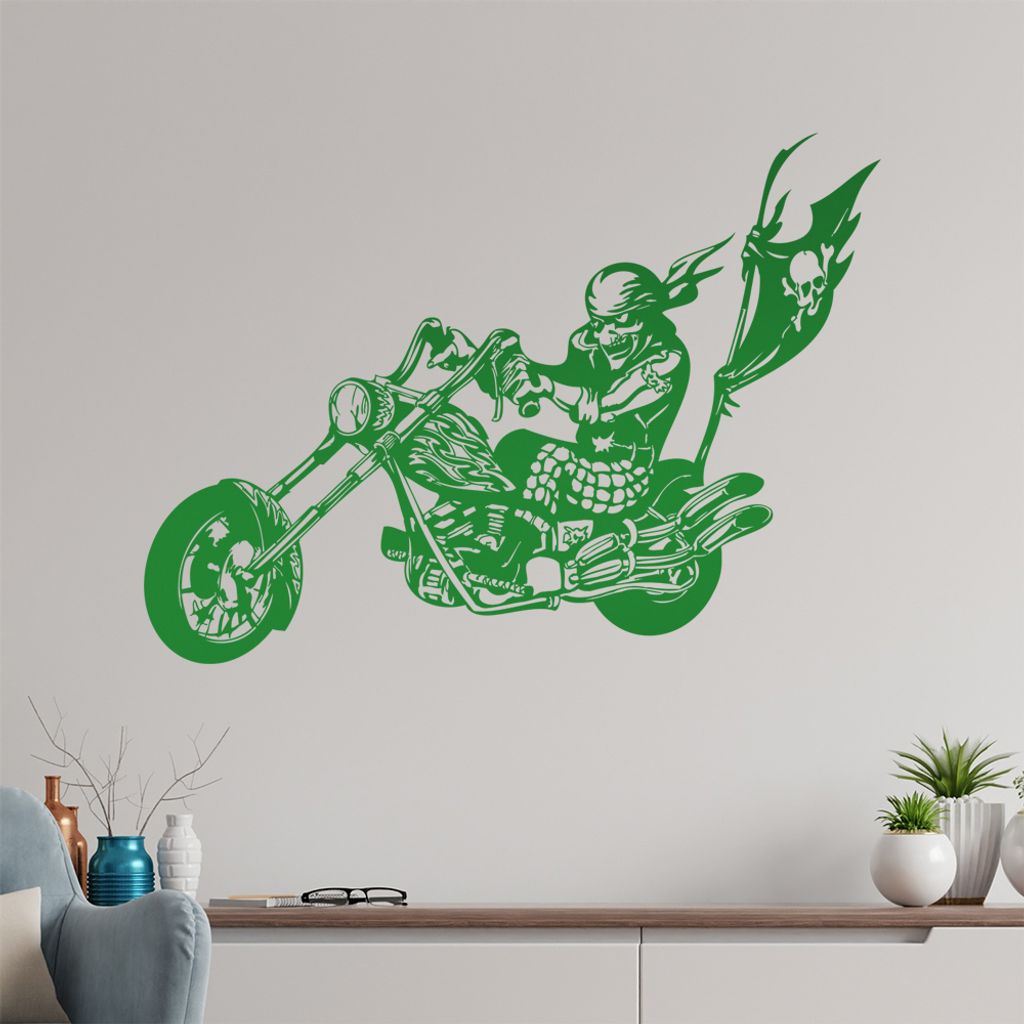 Biker Flag Wandtattoo in 6 Größen - Wandaufkleber Wall Sticker - Dekoration, Küche, Wohnzimmer, Schlafzimmer, Badezimmer