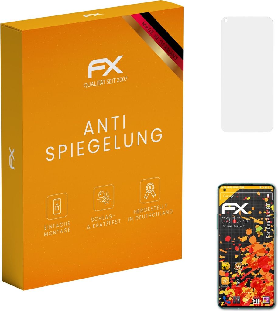 atFoliX FX-Antireflex 3x Schutzfolie kompatibel mit OnePlus 8T Displayfolie