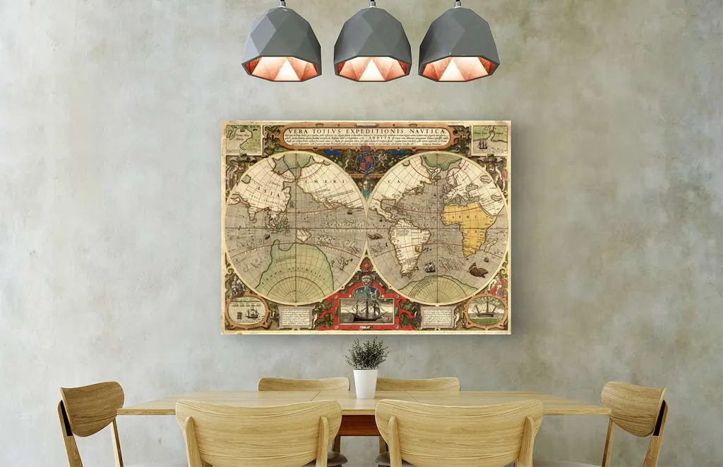 Mappemonde 1595 Hendrik Hondius sur Toile - Impression Haute Qualité - 3