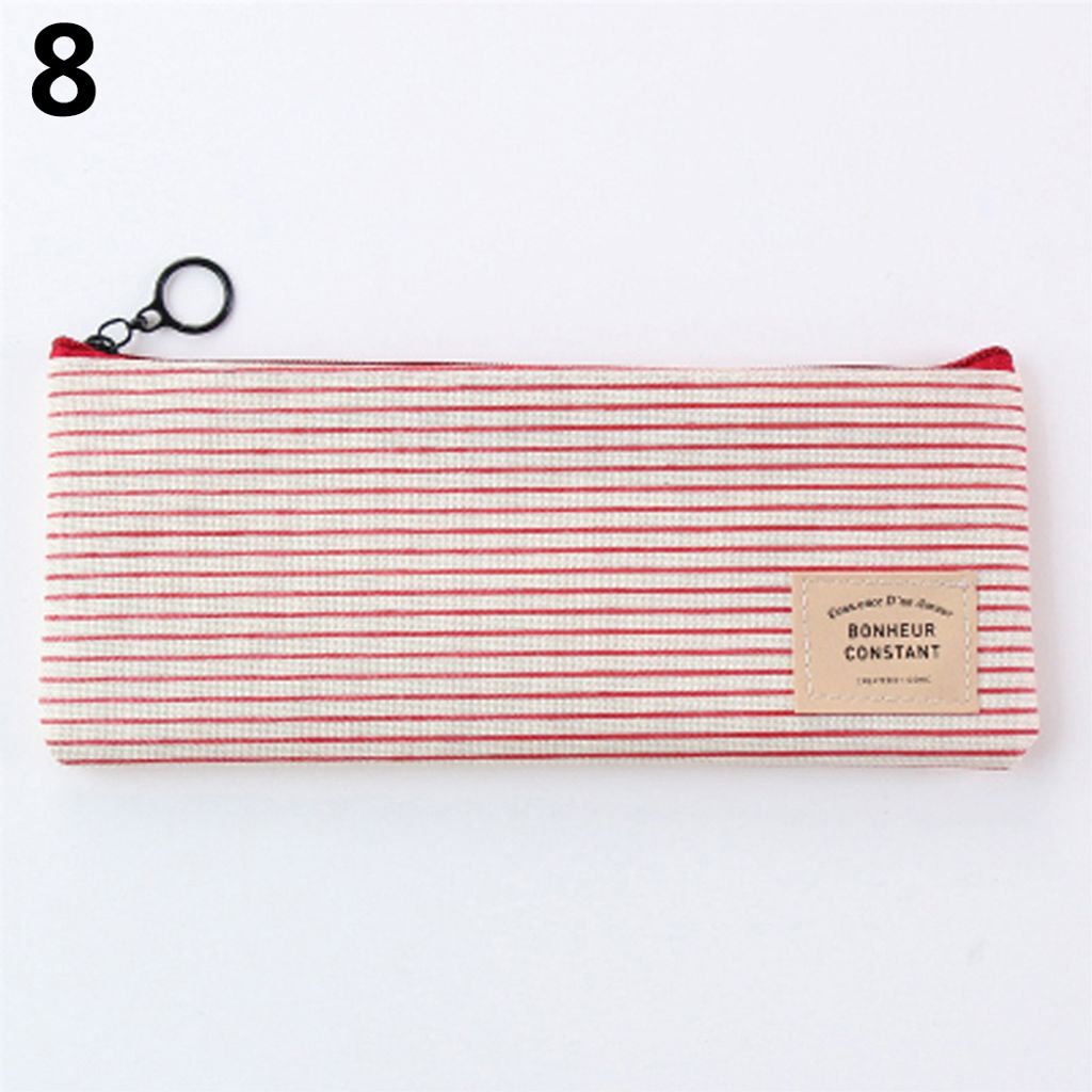 Unisex Bleistiftbeutel Reise Kosmetische Make -up -Tasche Toilettenhülle Waschspeicher Organizer-Rote Streifen ,Größen:M