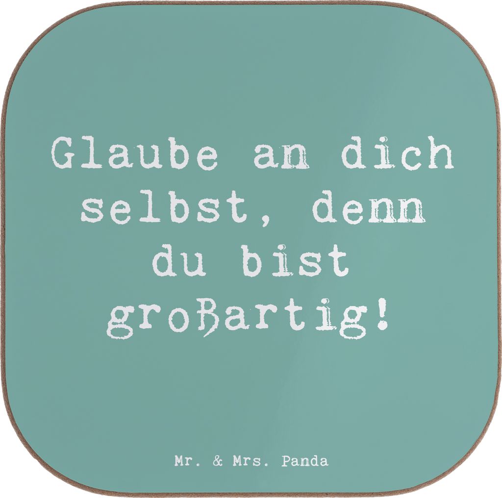 Mr. & Mrs. Panda Untersetzer für Gläser Spruch Selbstvertrauen stärken - Meeresbrise - Geschenk, gläseruntersetzer, Trost, Motivation, Selbstli...