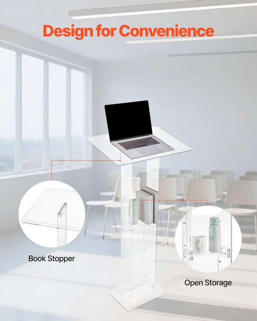 Podium Transparent Stand 50 en Acrylique Surface de Lecture Large