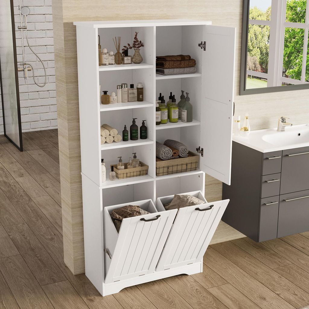 OKWISH Meuble de Salle de Bains - Armoire avec 4 Étagères Image du produit 