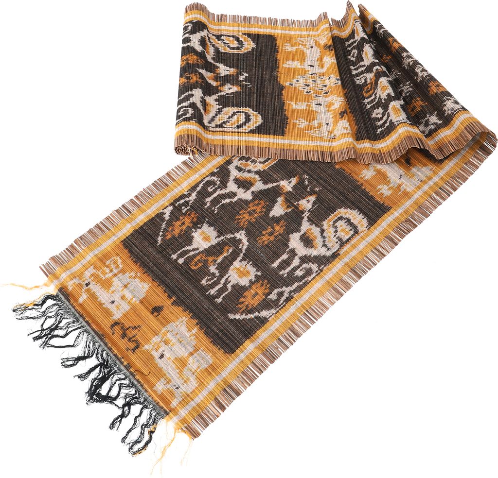 Exotischer Ikat Tischläufer, Wandbehang - 33*170 cm Design 2, Rattan,Baumwollfäden, Tischläufer, Tischdecken