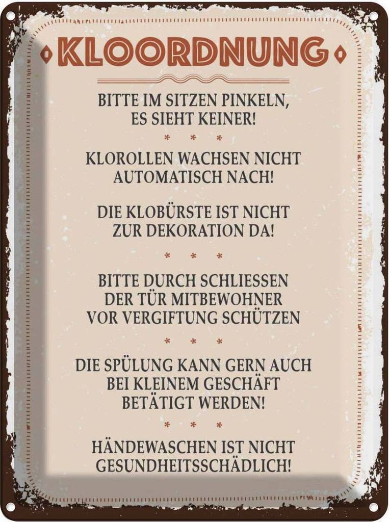 vianmo Blechschild 40x30 cm Kloordnung bitte im sitzen pinkeln Warnschild Hinweisschild Sicherheit Vorsicht