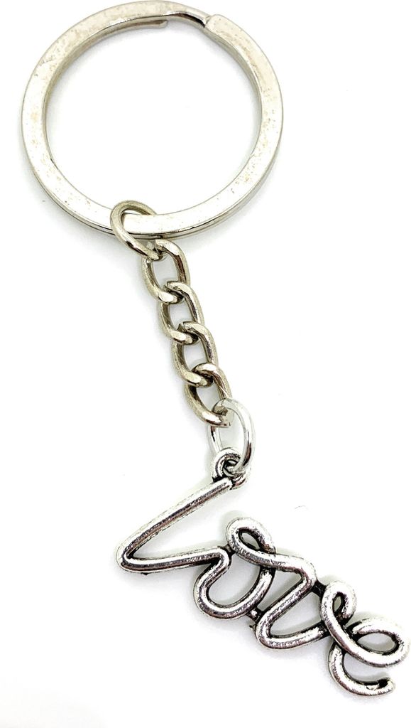 Onwomania Schlüsselanhänger Love Schrift Buchstaben Silber Metall Anhänger Charm