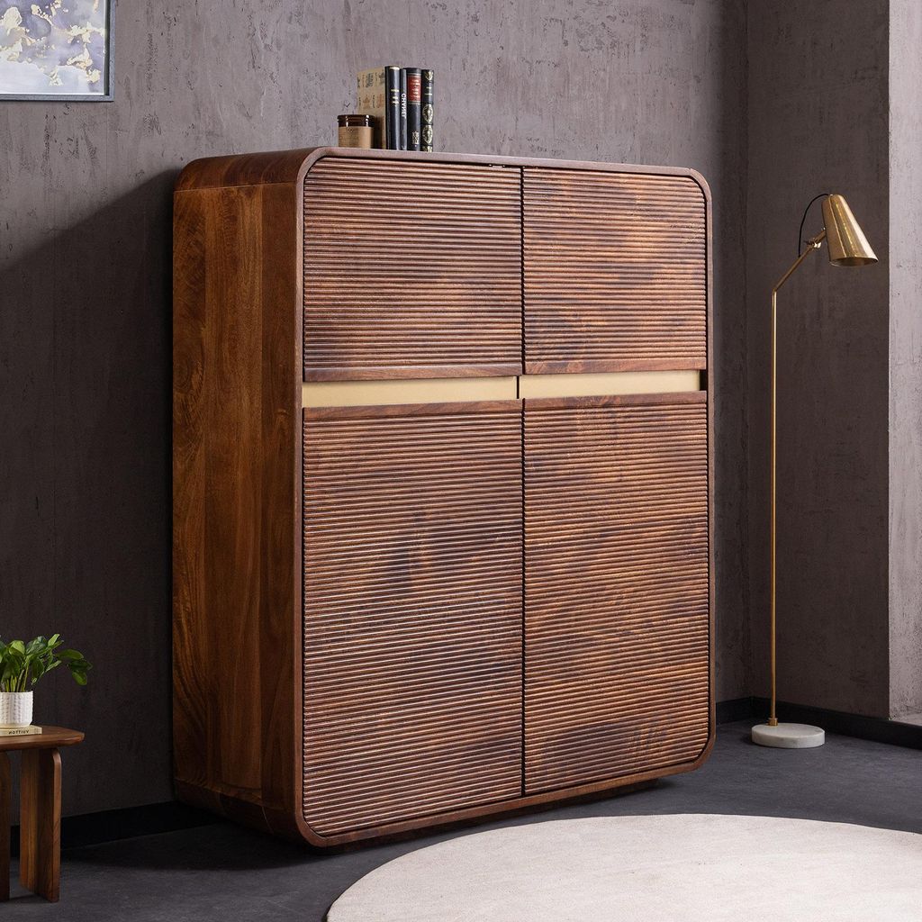 riess-ambiente Highboard MONZA 100cm braun gold massives Produktbild 
