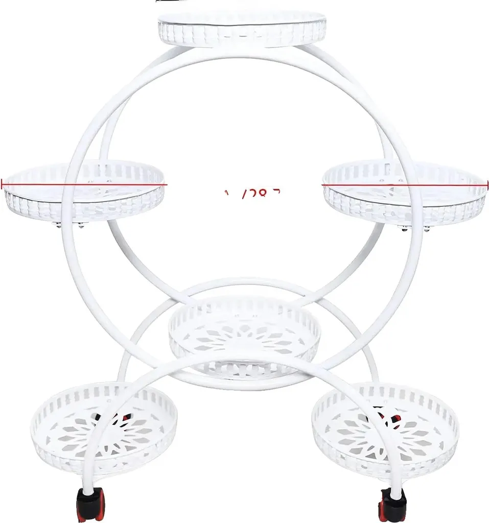Support pour plantes blanc mobile 6 pots pour balcon et salon lumineux