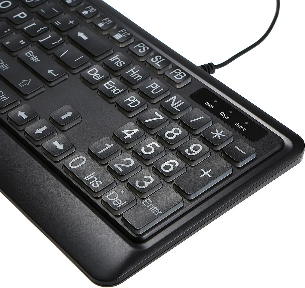 Clavier USB rétroéclairé à forte visibilité et touches grand format