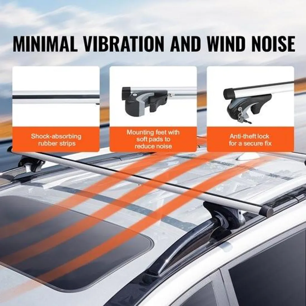 VEVOR 137 x 7,2 x 10,6 cm, capacità di carico 90,7 kg, portapacchi per auto universale, silenzioso e privo di vibrazioni, una volta bloccato rimane stabile e sicuro e offre il 100% di protezione contro i furti - 5
