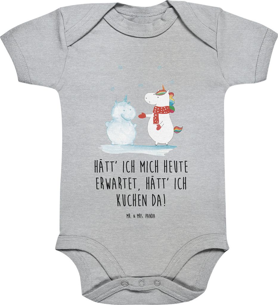 Mr. & Mrs. Panda Strampler Baby Einhorn Schneemann 12. - 18. Monat - Heather Grey - Geschenk, strampelanzug, babykleidung body, Winter, Kurzarmbody...