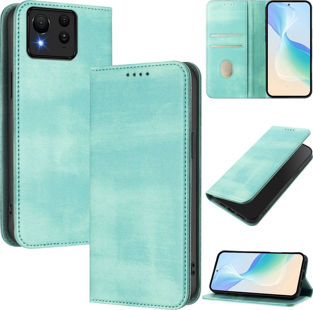 Handyhülle für Asus Zenfone 11 Ultra, Vintage Leder RFID Schutz Kartenfach Standfunktion Magnetische Klapphülle Türkis