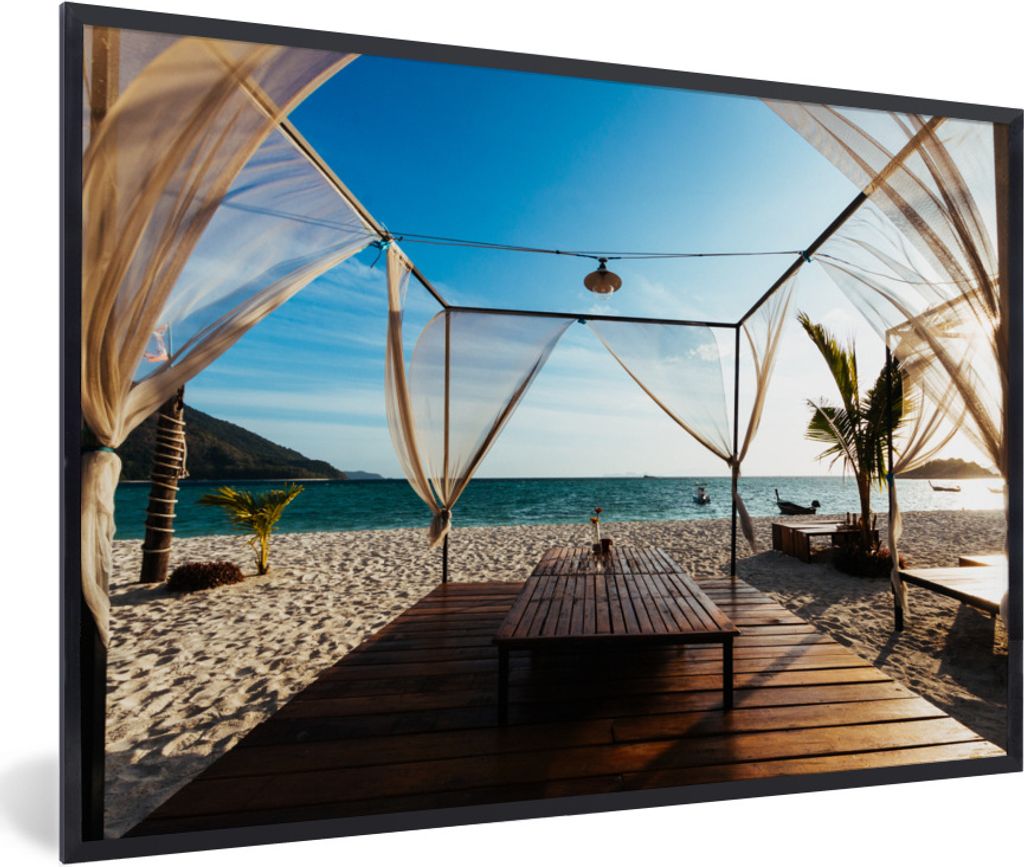 MuchoWow Gerahmtes Poster Strand - Luft - Meer 30x20 cm - Poster mit Schwarzem Bilderrahmen Wandposter Rahmen Foto Bilder - Kunstdruck - Bild-Poster