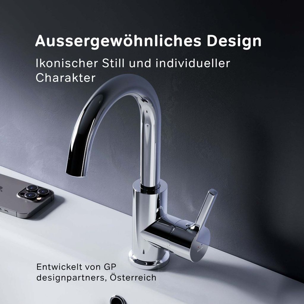 ANVAVA Badezimmer-Wasserhahn Aus Messing – Einzelgriff-Armatur Mit 2 Strahlarten & Filter, Inkl. Deckplatte