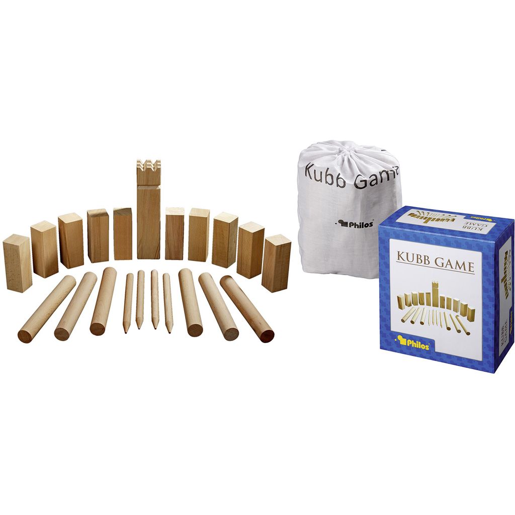 Philos Holz Kubb Spiel - Outdoor-Spiel aus Birkenholz 31x28cm