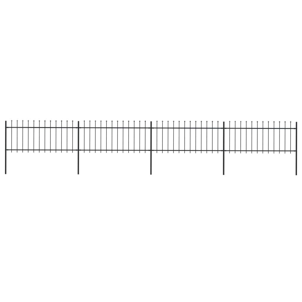 The Living Store Gartenzaun mit Speerspitzen Stahl 6,8 x 0,8 m Schwarz