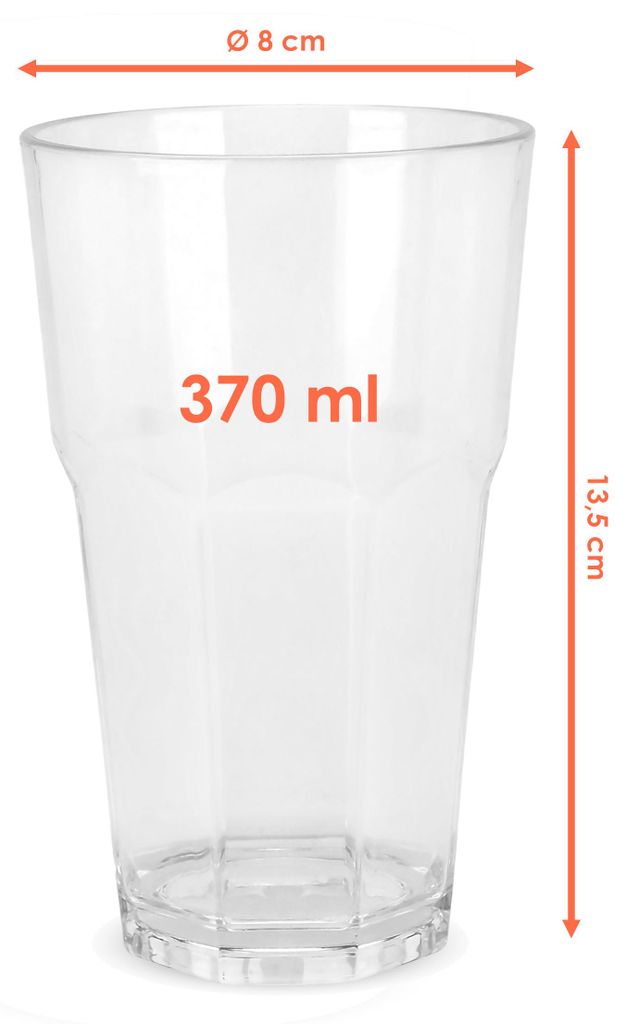 1.04 Kunststoff Wasser Glas 370ml - 6er Set