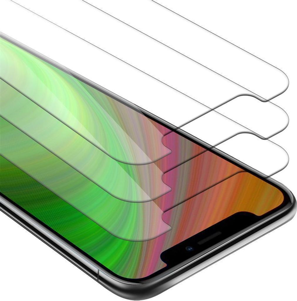 Cadorabo 3x Panzer Folie für Apple iPhone X / XS Schutzfolie in Transparent Folie Tempered Display-Schutzglas