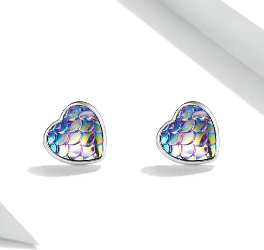 Orecchini a bottone con perline in argento sterling a forma di cuore