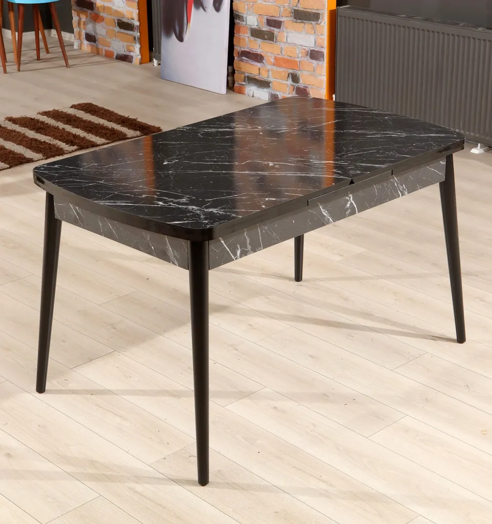 Table extensible Bendir en mélaminé Noir mat 132x76x79 cm robuste