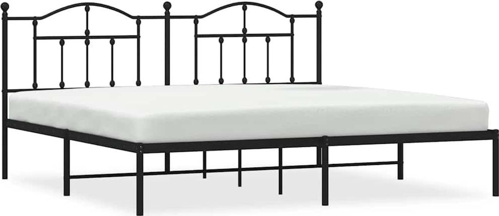 vidaXL Bettgestell mit Kopfteil Metall Schwarz 200x200 cm